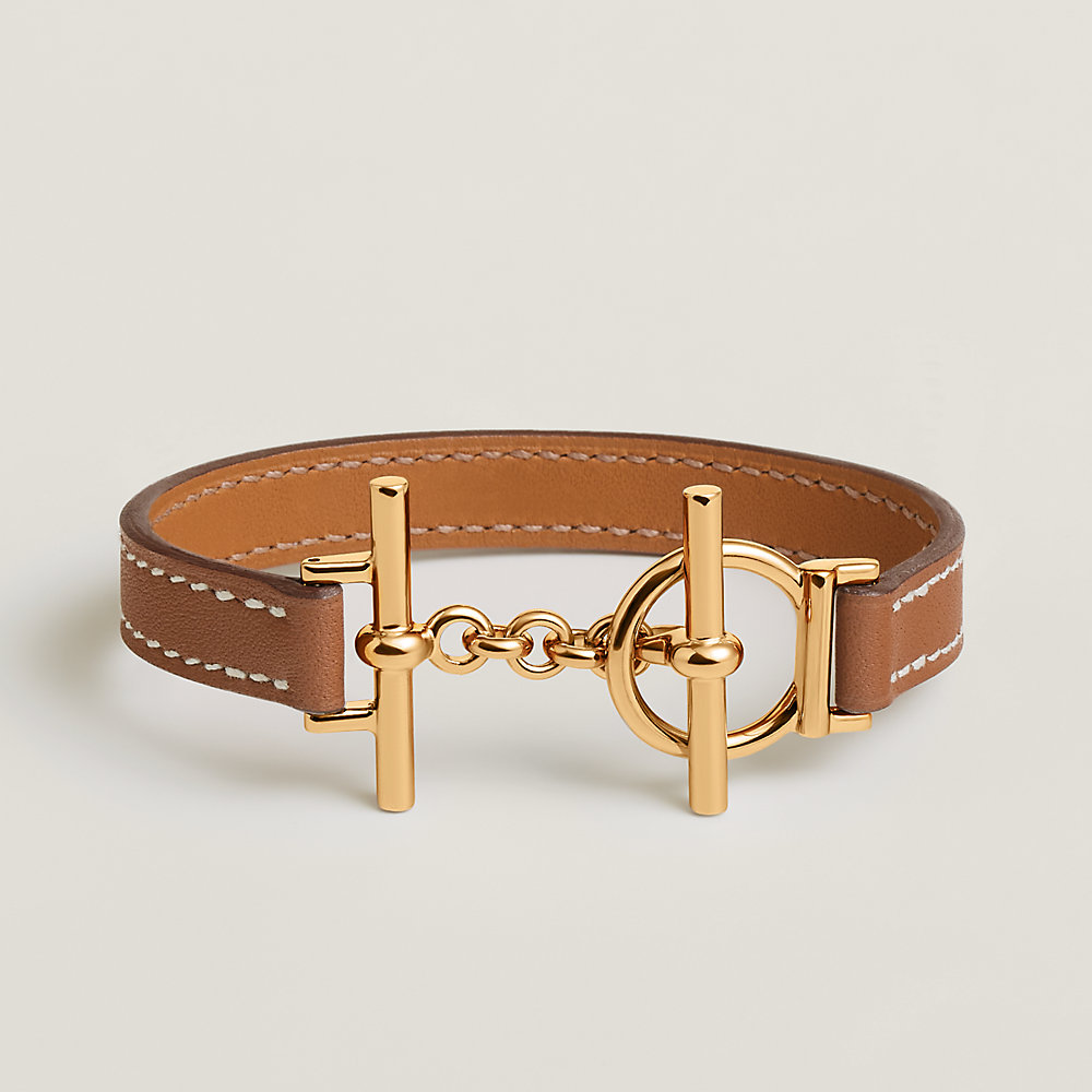 HERMES leather Croisiere bracelet Accessories W stamped gold T3