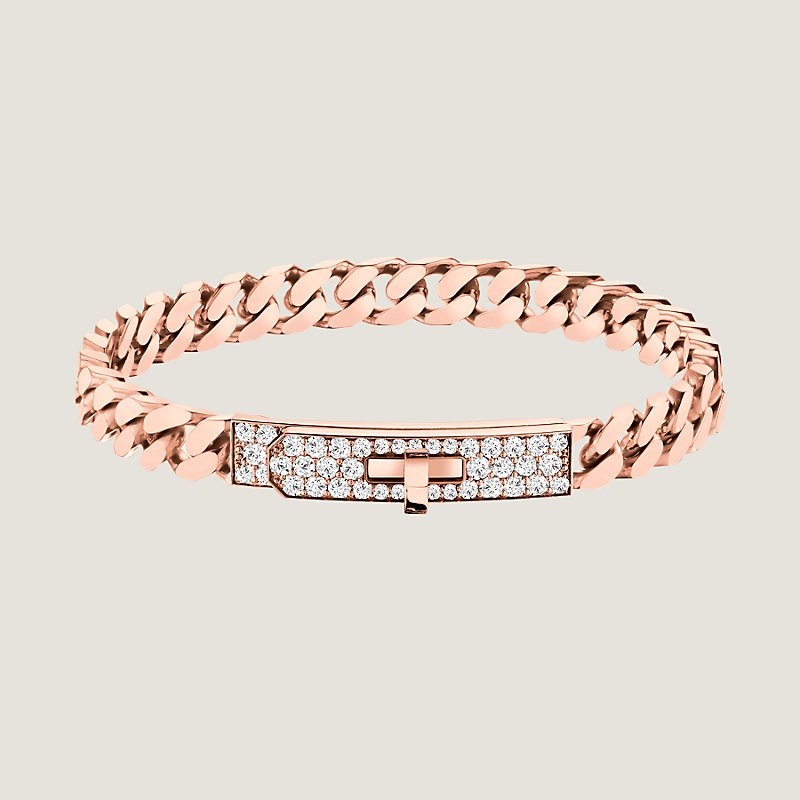 Hermes Kelly Bracelet - Rose Gold w/ Diamonds Custom Order- Brand New w/  Certif