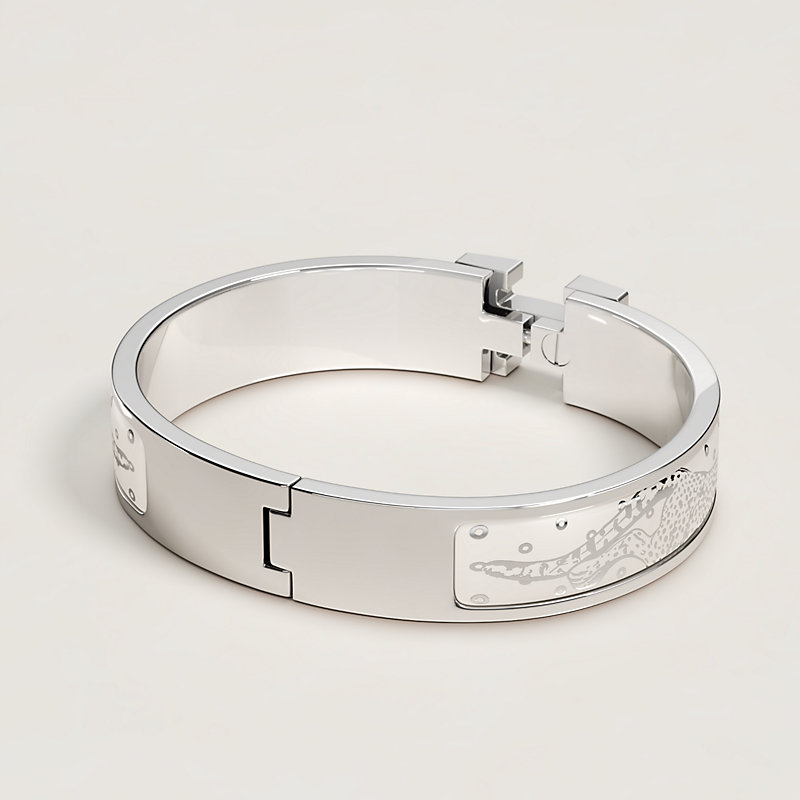 Brazalete Clic H Guépards - Blanco | Hermès España