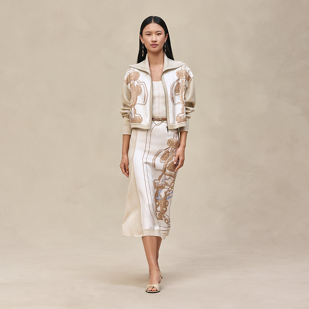 【HERMES】フランス製　マルジェラ期　フロントスリットタイトスカート Brides de Gala Gold