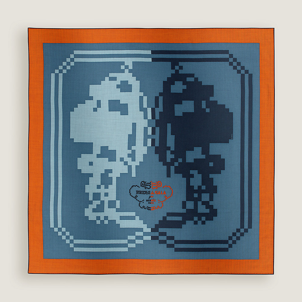 Brides de Gala Pixel scarf 100 - Blue | Hermès Australia