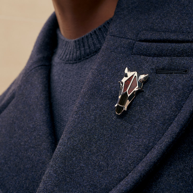 Broche Cheval En Argent 925 – Micro Pavé Topaze Marron Et CZ Blanc – 8,23 Ct Total – Création Inde