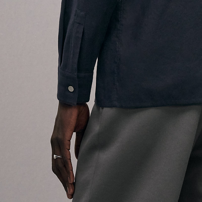 "Broderie cheval" straight cut shirt with Louis collar