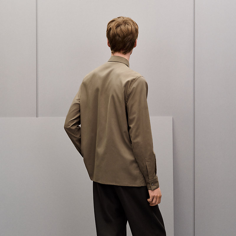 "Broderie cheval" straight cut shirt with Louis collar