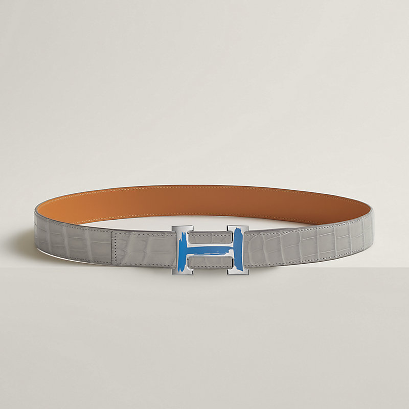 Brush belt buckle & Leather strap 32 mm