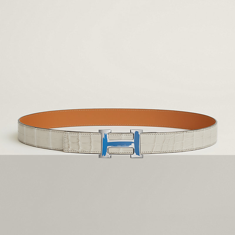 Brush belt buckle & Leather strap 32 mm