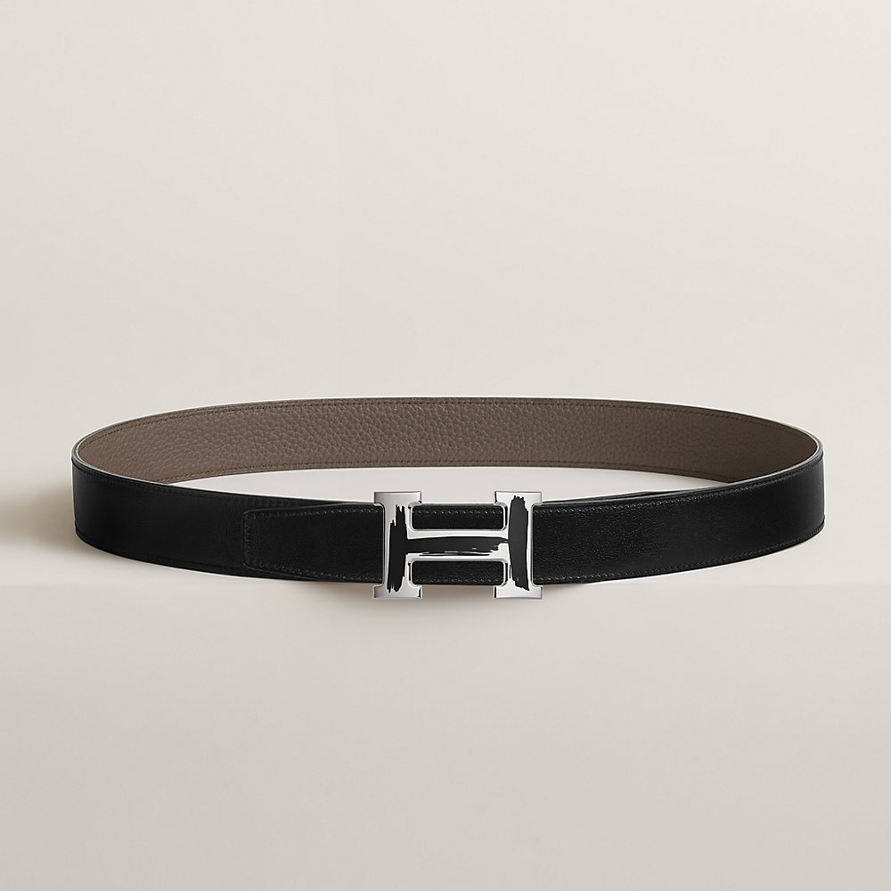 Brush belt buckle & Reversible leather strap 32 mm | Hermès UK