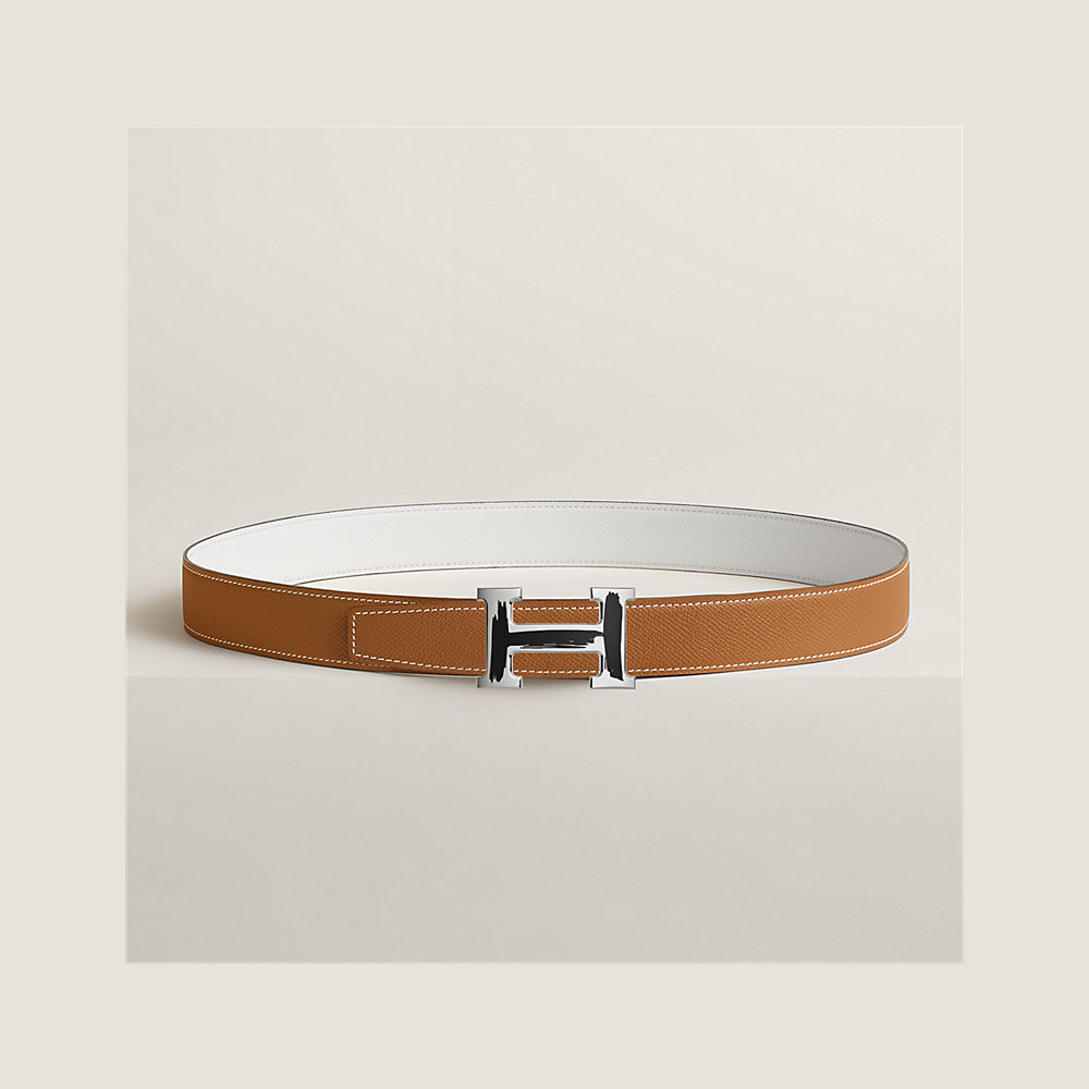 Brush belt buckle & Reversible leather strap 32 mm | Hermès UK