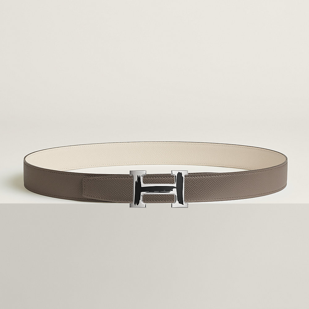 Brush belt buckle & Reversible leather strap 32 mm | Hermès UK