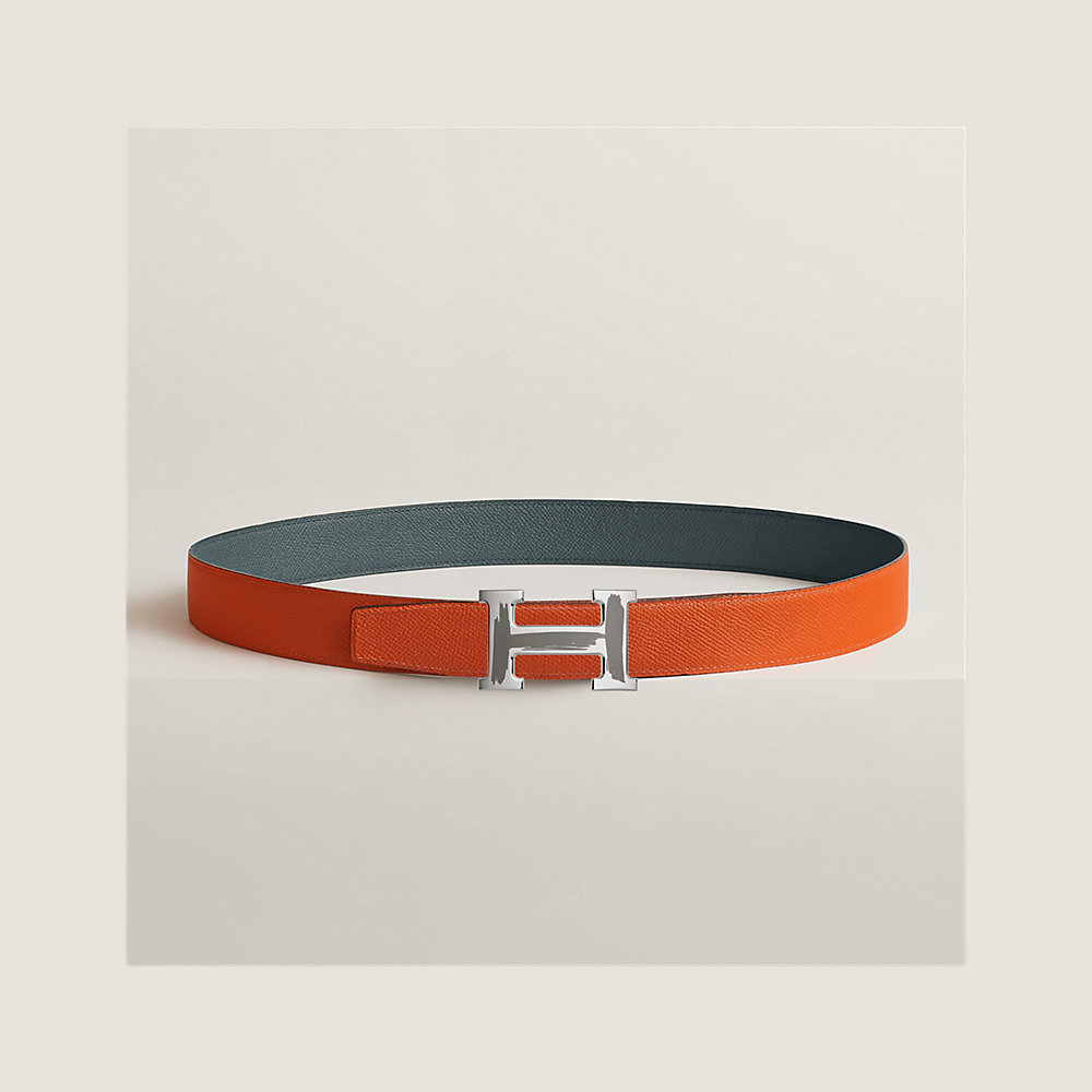 Brush belt buckle & Reversible leather strap 32 mm | Hermès UK