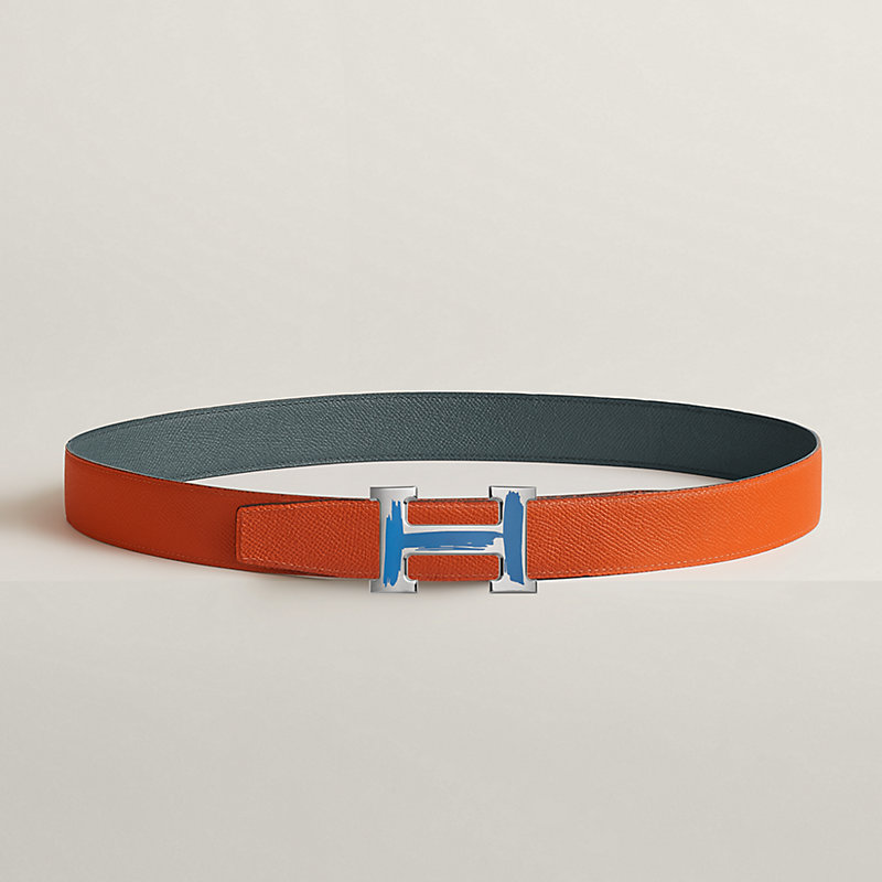 Brush belt buckle & Reversible leather strap 32 mm