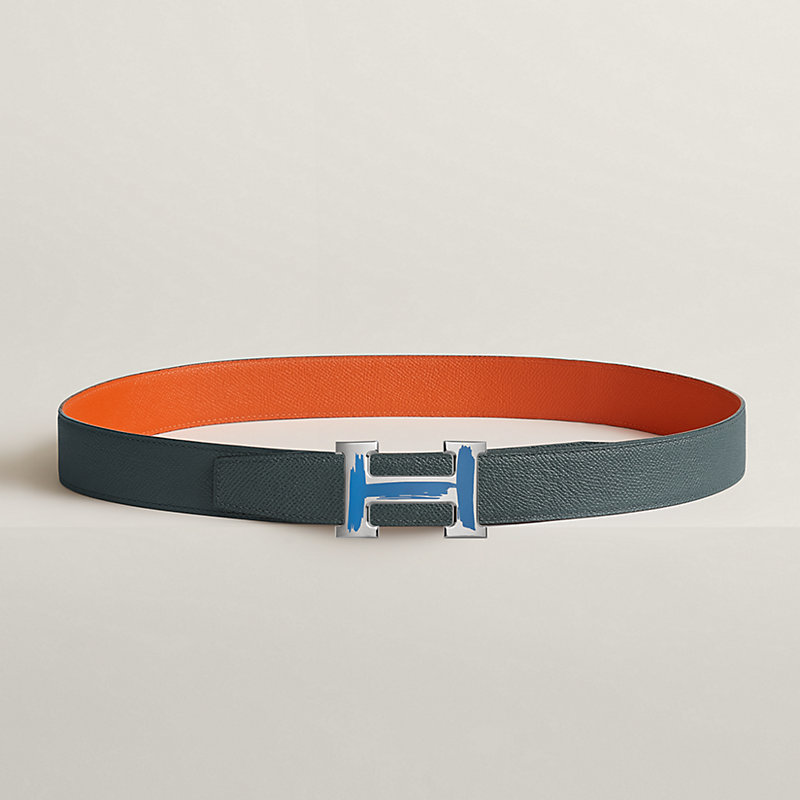 Brush belt buckle & Reversible leather strap 32 mm