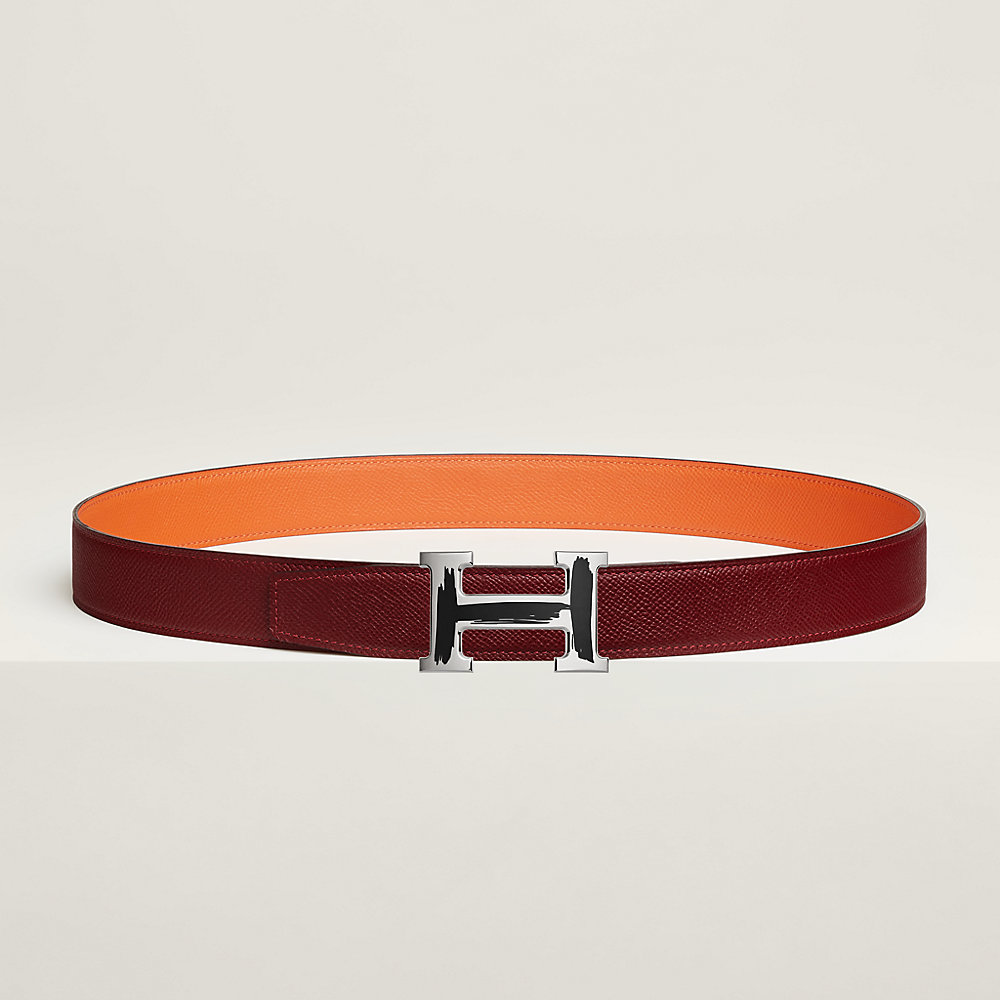 Brush belt buckle & Reversible leather strap 32 mm | Hermès UK