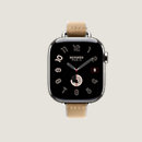 Vista: vista de frente, Caja Series 10 & Correa Apple Watch Hermès Single Tour 42 mm Twill Jump Attelage