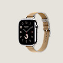 Vista: vista lateral, Caja Series 10 & Correa Apple Watch Hermès Single Tour 42 mm Twill Jump Attelage