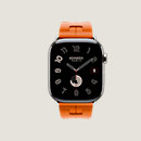 Vista: vista de frente, Caja Series 10 & Correa Apple Watch Hermès Single Tour 46 mm Hebilla desplegable Kilim