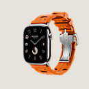 Vista: vista lateral, Caja Series 10 & Correa Apple Watch Hermès Single Tour 46 mm Hebilla desplegable Kilim