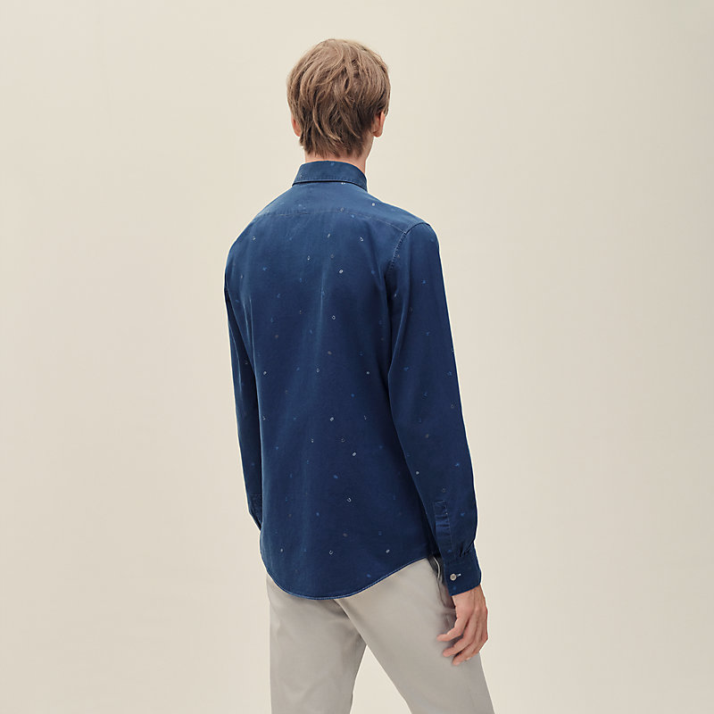 "Calligraphie Equestre Jacquard" Louis衣領合身剪裁襯衫