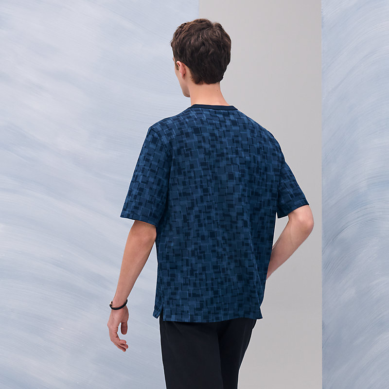 【HERMES】 シンプル コットン ☆ Calques en H Tシャツ men's Calques en H Tシャツ クルーネック コットン ライトグレー