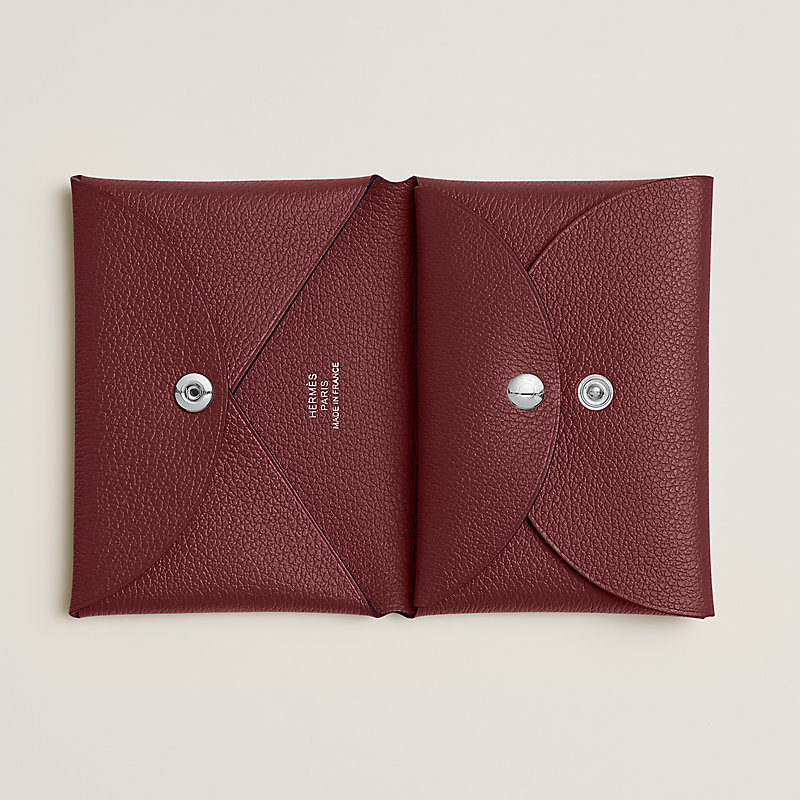 Calvi Duo Compact card holder - Red | Hermès Singapore