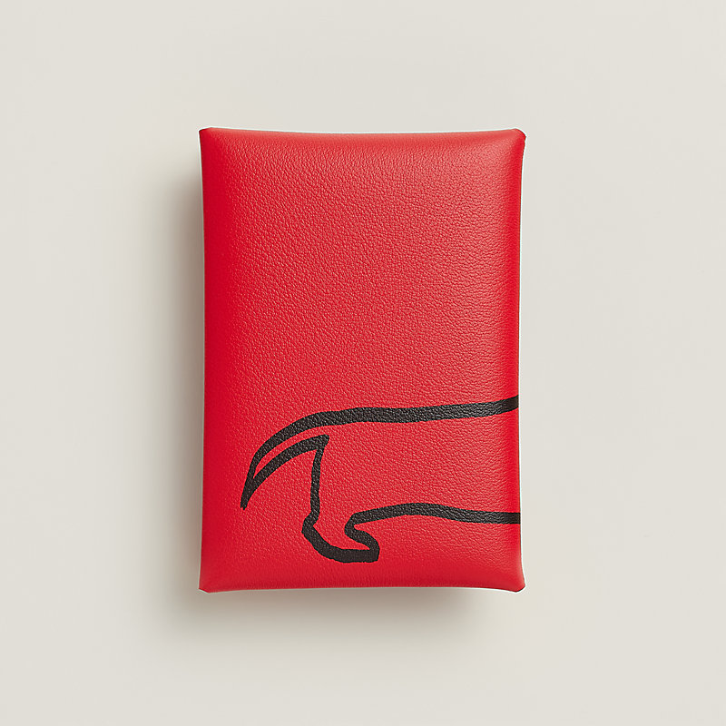 Calvi Duo Compact Card holder - Red | Hermès Macau SAR