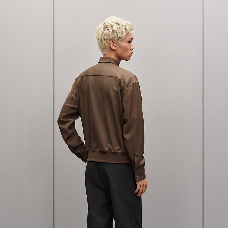 Camisa cazadora con bordes en canalé