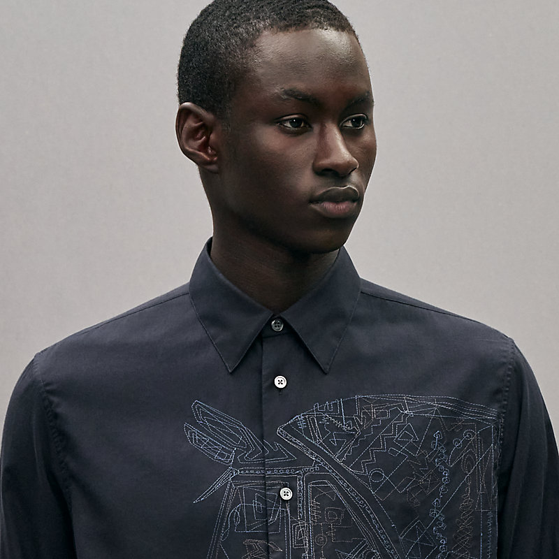 Camisa de corte recto "broderie cheval"