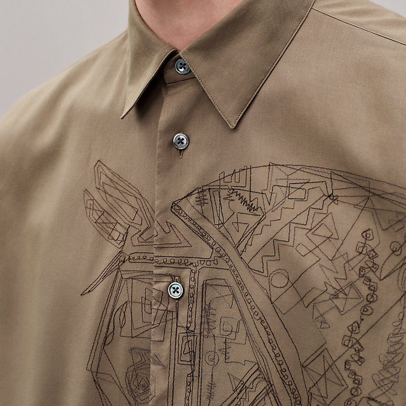 Camisa de corte recto "broderie cheval"