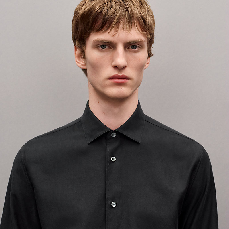 Camisa de corte recto con cuello Paolo "jacquard optique chaîne"