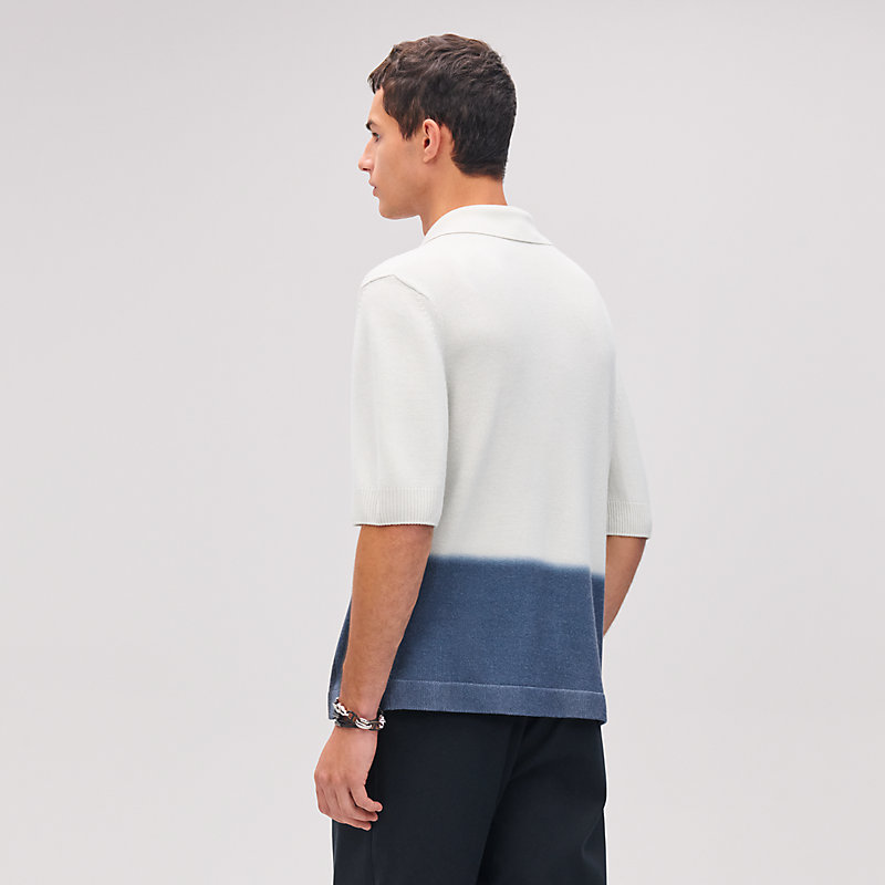 Camisa polo com mangas curtas "Rayures plongées" em cashmere