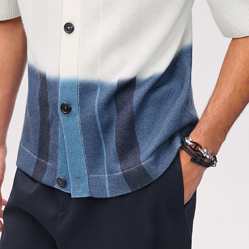 Camisa polo com mangas curtas "Rayures plongées" em cashmere