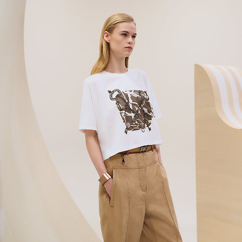 Camiseta estilo cropped con estampado "Les Clefs"