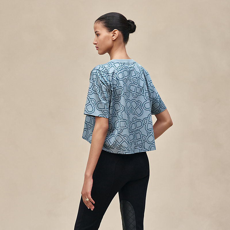 Camiseta estilo cropped estampado "Maillon Équestre"
