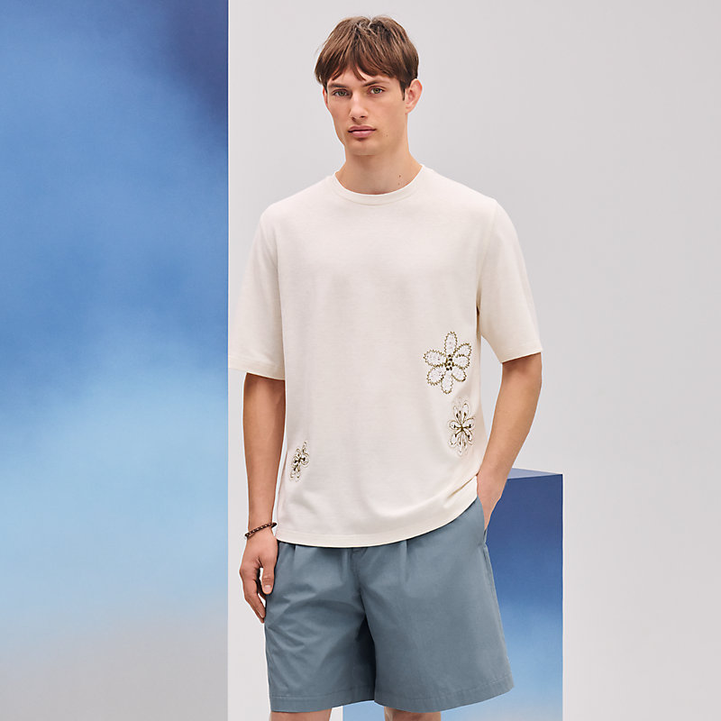 Camiseta "fleurs zigzag" bimateria