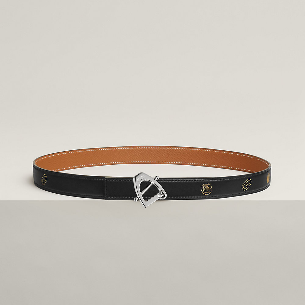 Hermes Canaille silver buckle Reversible leather Belt 24 mm HERMES | Horseshoe Silver Buckle Black/Blue Reversible Belt main image 4