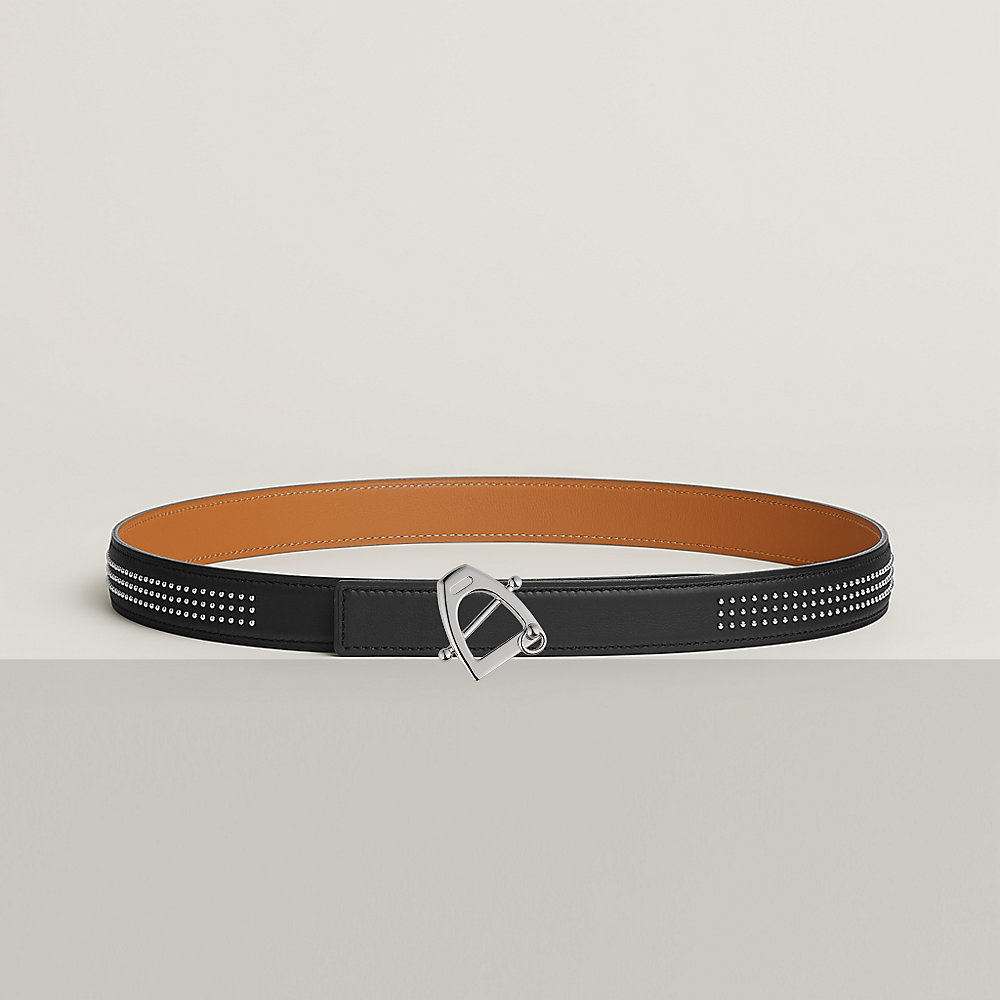 Hermes Canaille silver buckle Reversible leather Belt 24 mm HERMES | Horseshoe Silver Buckle Black/Blue Reversible Belt main image 2