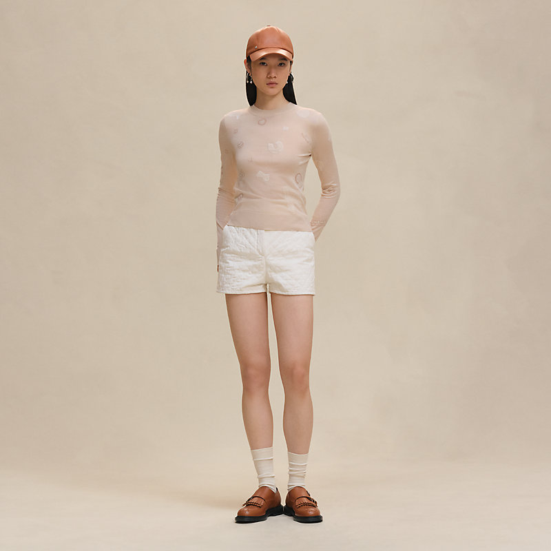 HERMES/マルジェラ期/半袖リブニット/L/アイボリー/カシミヤ100% HERMES/マルジェラ期/半袖リブニット/L/アイボリー/カシミヤ100