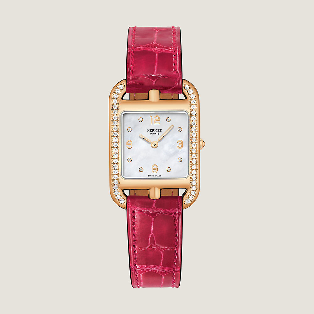 Hermès Timepieces Cape Cod 31mm Small 18-karat Gold Alligator Mother-of-Pearl and Diamond Watch - Women - Gold Fine Watches - One Size