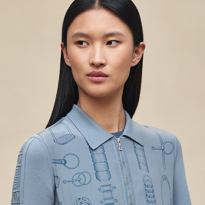 Cardigan twillaine zippé imprimé «&nbsp;Cahier du Colporteur&nbsp;»