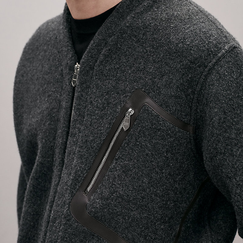 Cardigan zippé teddy détail cuir, Vue: , vue 4 sur 5