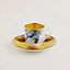 Carnets d'Equateur gold coffee cup and saucer, View: Worn, worn, view 1 of 3