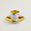 Carnets d'Equateur gold coffee cup and saucer, View: Worn, worn, view 3 of 3