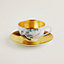 Carnets d’Equateur gold tea cup and saucer, View: Worn, worn, view 1 of 3