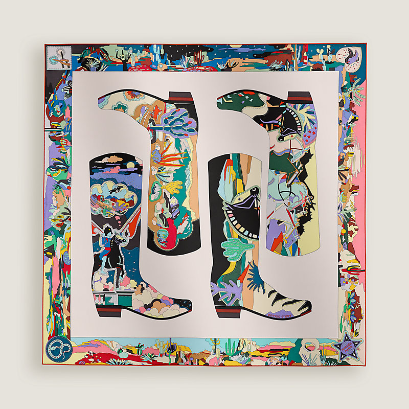 エルメス BOTTES STORY カレ 004203S スカーフ ユーモア溢れるデザイン  