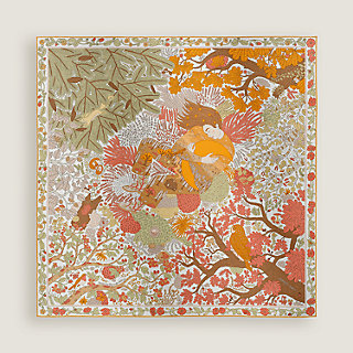 Foulard HERMÈS Carré 90 'Sous Le Charme D'Orphée' (Bouton D'Or/Crème) - Neuf Avec étiquettes