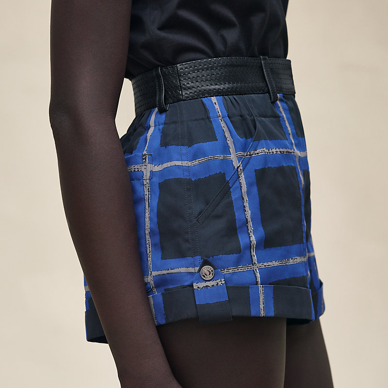"Carreaux a Main Levee" mixed leather shorts