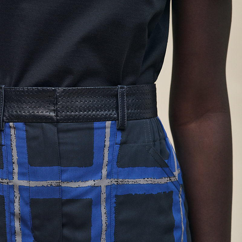 "Carreaux a Main Levee" mixed leather shorts
