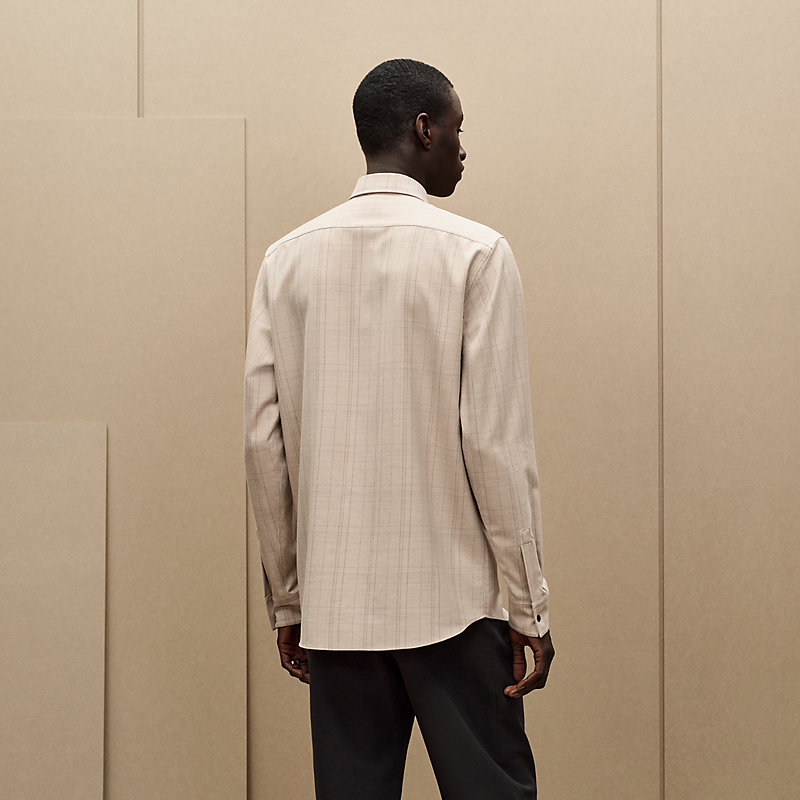 "Carreaux cachemire et coton" straight cut shirt with Paolo collar, View: , view 3 of 5