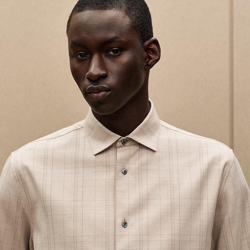 "Carreaux cachemire et coton" straight cut shirt with Paolo collar, View: , view 4 of 5