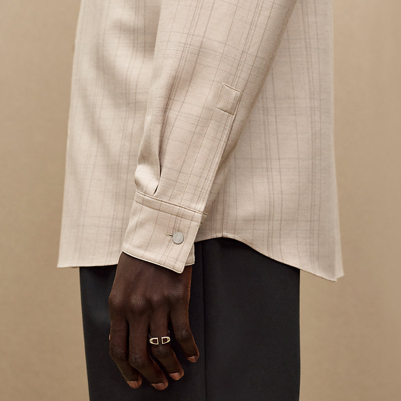"Carreaux cachemire et coton" straight cut shirt with Paolo collar, View: , view 5 of 5